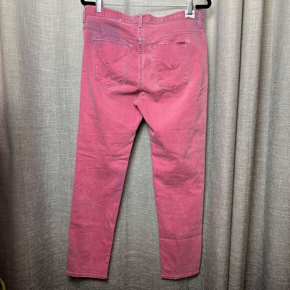 2/$30 Hudson Leigh Boyfriend Pink Button Fly Jeans Size 29 Distressed Mid Rise - Picture 4 of 16